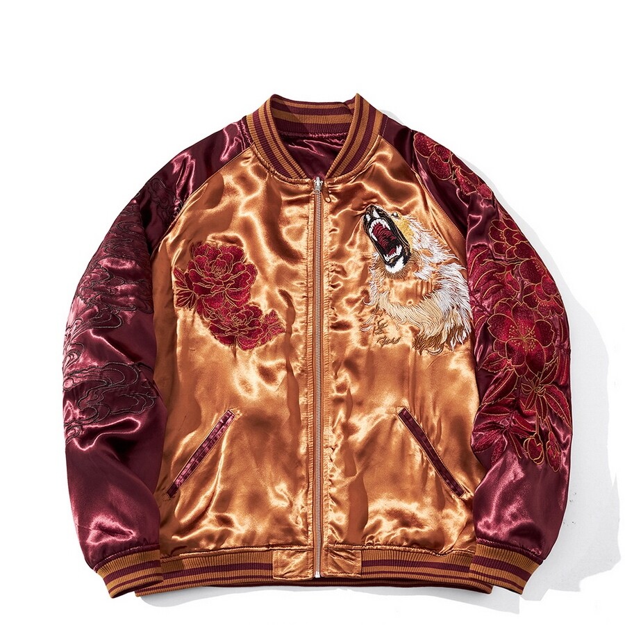 Mens Sukajan Reversible Souvenir Jacket Japanese Pattern