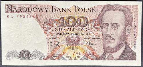 Polen Banknote 100 Zloty 1988 UNC #15.06.II