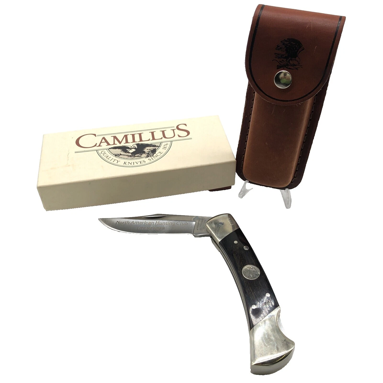 Hoja de acero inoxidable Camillus Marrón cuchillos plegables de colección