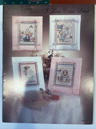 VTG Alma Lynne Cross Stitch Pattern Leaflets Cat Nursery Girl Sewing ~ Lot of 3 - Picture 4 of 5
