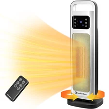 Comfort Zone 26" Oscillating Digital Tower Heater with Remote Control, White