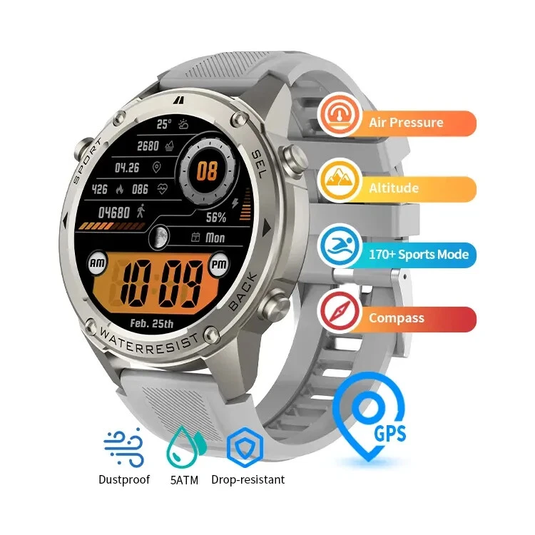 DM56 Smart Watch 1.43 Inch Full Touch Screen GPS Compass 5AT, MEJOR RELOJ... - Image 2 of 4