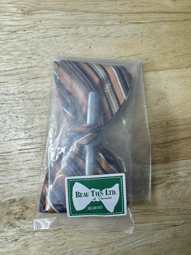 Beau Ties Ltd. of Vermont Clip Bow Orange Blue And Brown