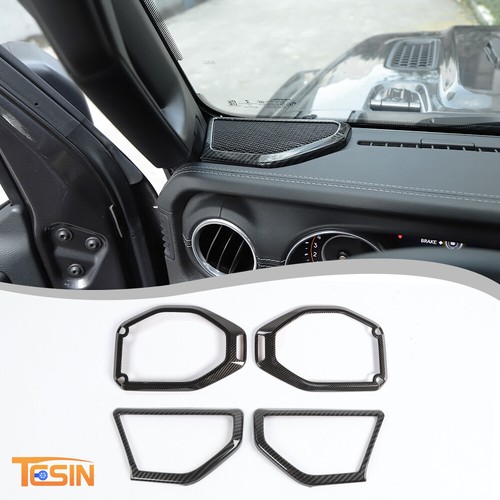 Carbon Fiber Pillar & Roof Speaker Horn Trim Cover for Jeep Wrangler JL JT 2018+ - Picture 3 of 18