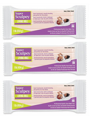 M02093x3 MOREZMORE 3 lb Living Doll BABY Polymer Clay Super Sculpey