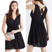 Madewell Magnolia Dress $138 XXS Tie-back Sleeveless V-Neck Women's Summer Black