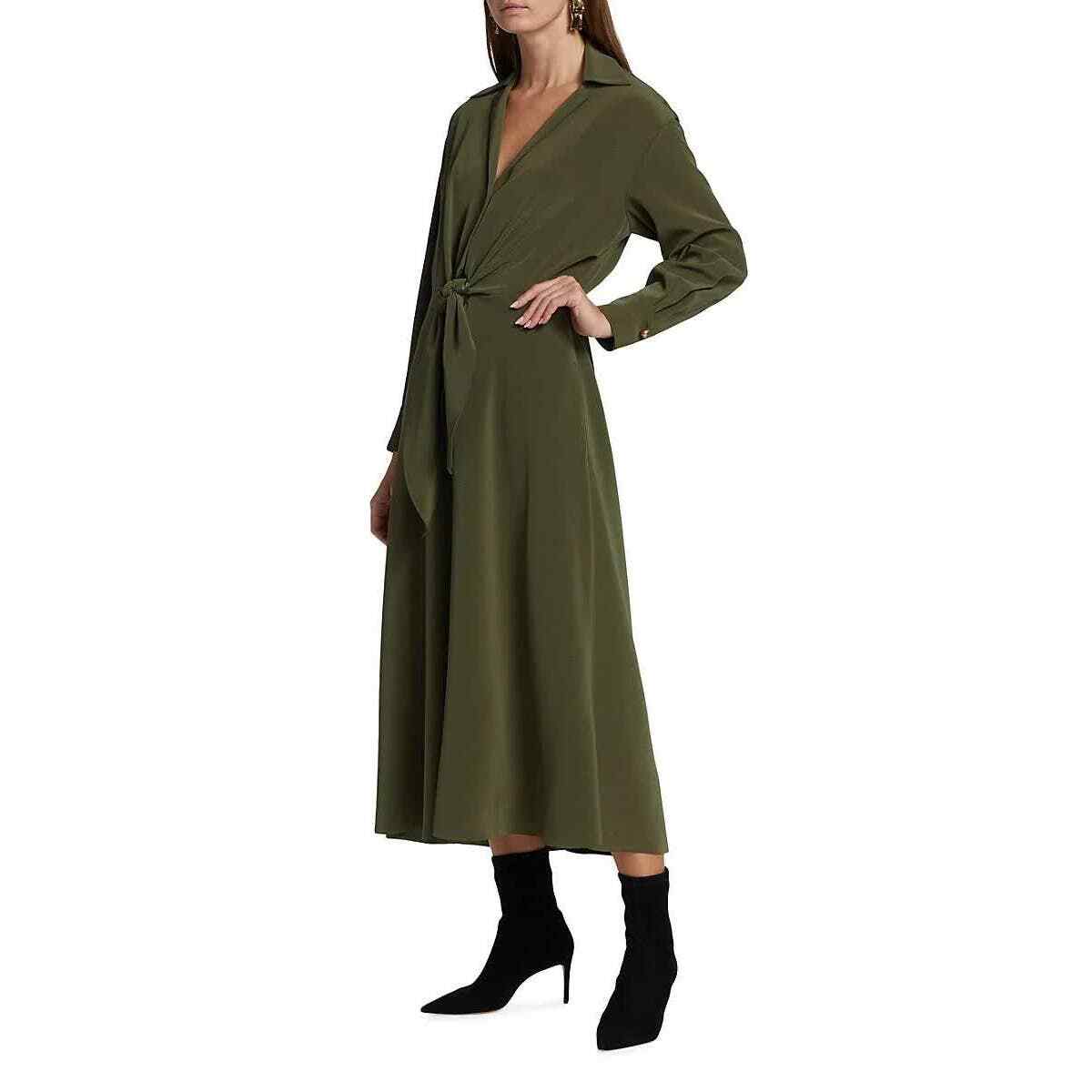 Vince Women's Long Sleeve Shaped Collar Tie-Front Draped