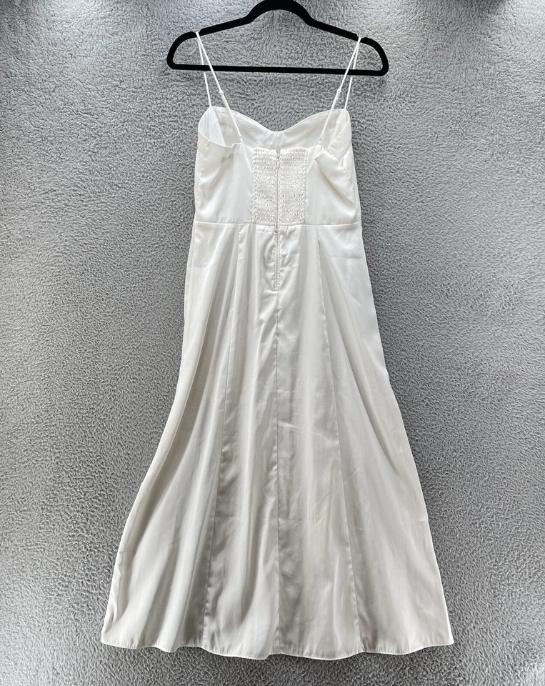 Abercrombie&Fitch Dress Women Small Cream Satin Midi Y2K Fairy Camisole Cinched* - Image 2 of 4