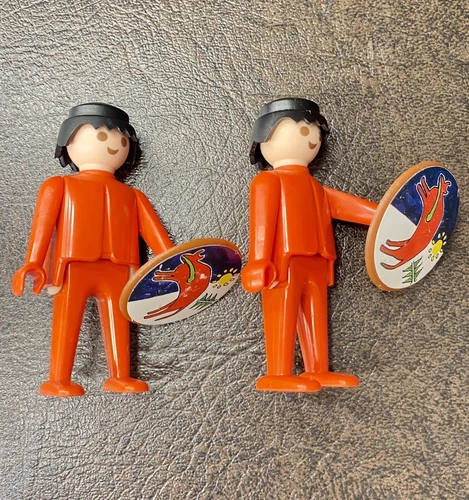 Playmobil Two Figure Vintage Black  Red 1974 Geobra Native American Set