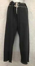 Monrow Jog Crop Pants Dark Gray Silver Studded Trim Drawstring Size S