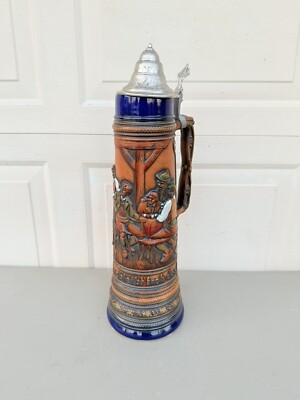 German Beer Stein Gerzit Gerz 3L ''Bei Tanz und Scherz Bleibt froh das Herz'' 20'' 