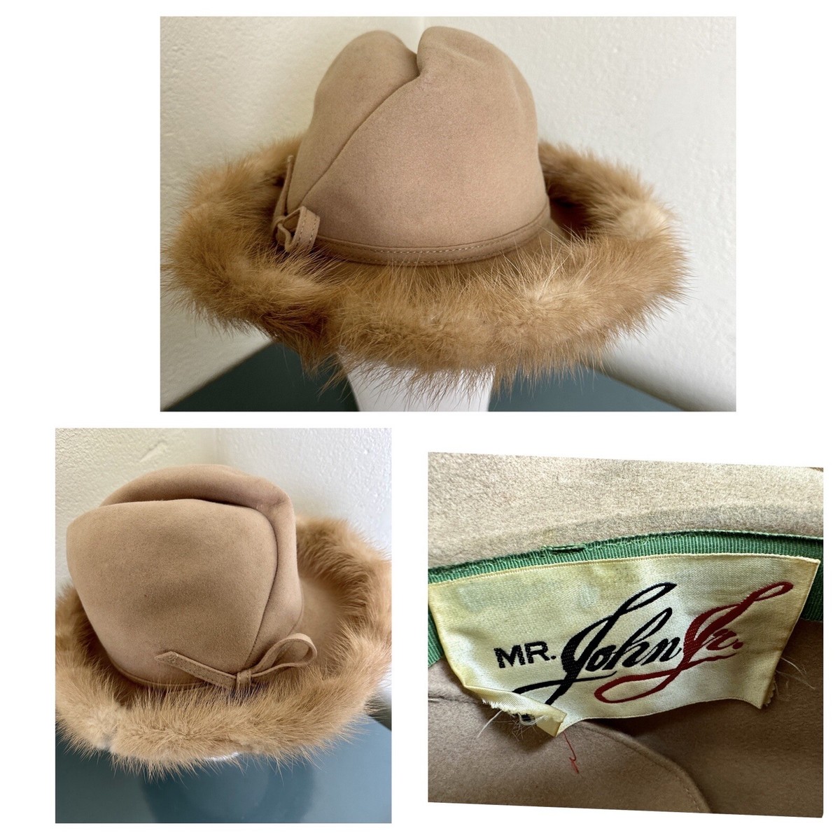 Vintage Fur Trimmed wool hat by the iconic Mr. John Jr. made by Excello Vintage Mr. John Jr. Elite Mink Fur Hat | eBay main image 4