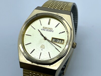 Vintage SEIKO KING QUARTZ Watch Twin Quartz Gold Dial 9923