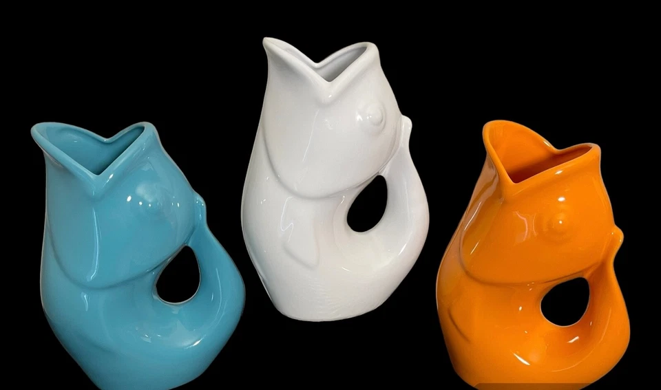 Gurgle Pot Koi Fish 9.5" Pitcher Peacock Blue Perfect for Fresh Flowers LAST ONE - Image 2 of 4