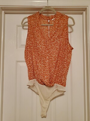 Lush Women's Size XL Orange Chiffon Sleeveless Bodysuit New Nordstrom Rack