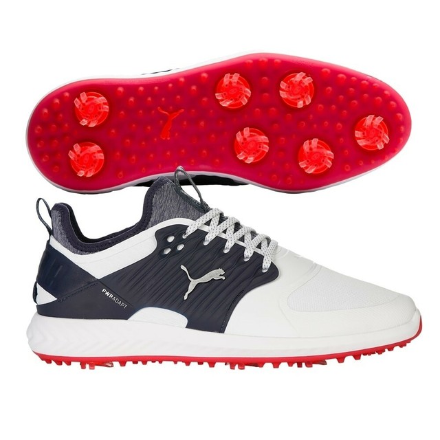 puma red white blue golf shoes