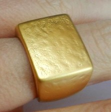 High Quality Yellow Gold 24K Plated Smooth Signet Men Women Ring Size 6.5