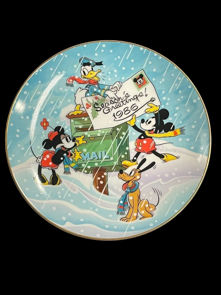 Raro saludo de Navidad de Walt Disney 1986 para 1936 plato decorativo Minnie Mouse Foto 2 de 4