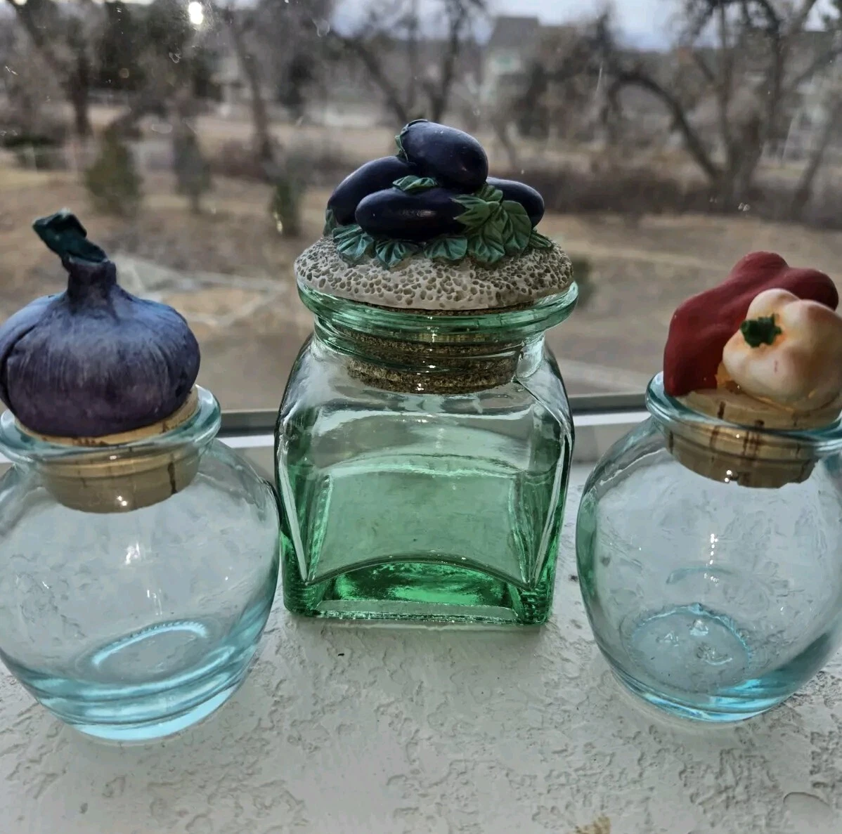 Vintage Glass Jar with Molded 3D Fruit Cork Top