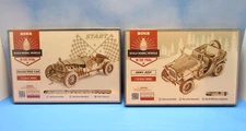 Lot of 2 ROKR 1:16 Scale Model Kits/Puzzles Grand Prix Car + Army Jeep  NEW!