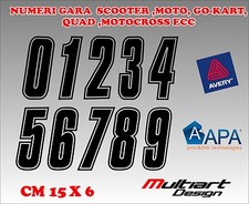 ADESIVO / STICKER NUMERI NUMERO GARA 1 PZ  A SCELTA GO-KART CROSS SCOOTER QUAD 