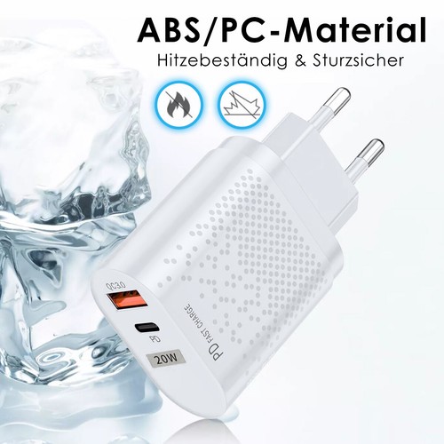 20W Schnellladegerät Dual Port USB-C+A Power Ladegerät Netzteil PD PPS QC 3.0 - Zdjęcie 14 z 15