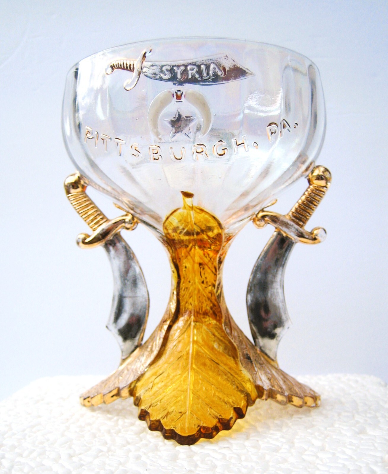 ANTIQUE 1909 SHRINERS GLASS DESSERT DISH LOUISVILLE, KY PITTSBURGH