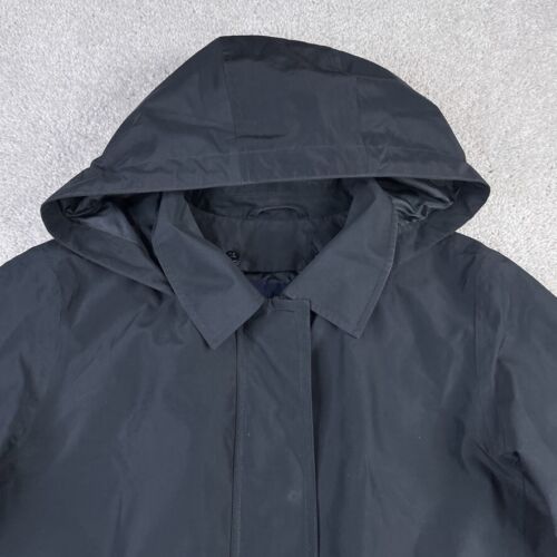 Lands End Jacket Womens Small Black Trench Coat Hooded Quilt Lined Full Zip - Picture 2 of 17