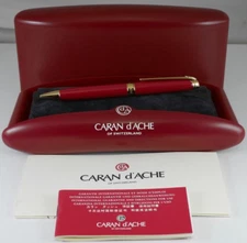 CARAN d'ACHE CdA Leman Red Lacquer GT Ballpoint Pen (MINT) RARE FREE SHIPPING