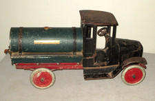 1920'S BUDDY L NO.206-OIL TANK LINE TRUCK -ALL ORG- PRESSED STEEL ANTIQUE TOY