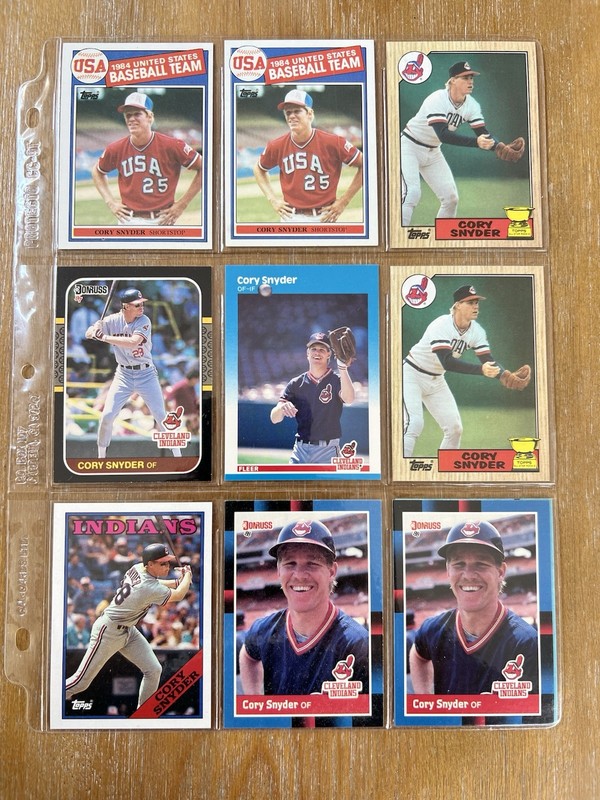 Cory Snyder  (10) CARD LOT INCLUDING ROOKIE CARDS Cleveland Indians 1985-1988 NM