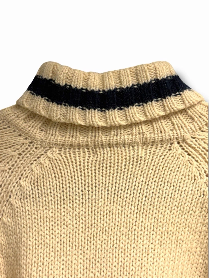 L.L. vintage años 80 Suéter de cuello alto de lana Bean para mujer tejido crema medio Foto 4 de 4