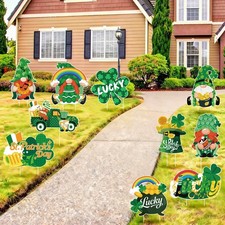 10Pcs St. Patrick's Day Yard Sign Decorations Gnome Lawn Outdoor Decor with Stak
