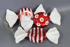 Vickerman 7  Red-White Flat Candy Christmas Ornament  3 per Box