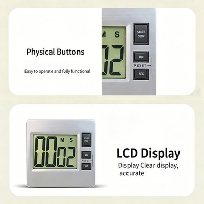 Aluminum Countdowns Timer with Foldable Stand & Hanging Hole for Multiple Use