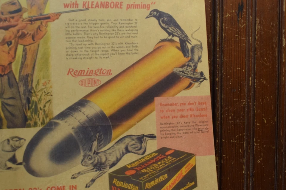 Tarjeta de prueba de litógrafo REMINGTON KLEANBORE .22 2 CARAS SIGNO OFFSET CIRCA 1930s Foto 4 de 4