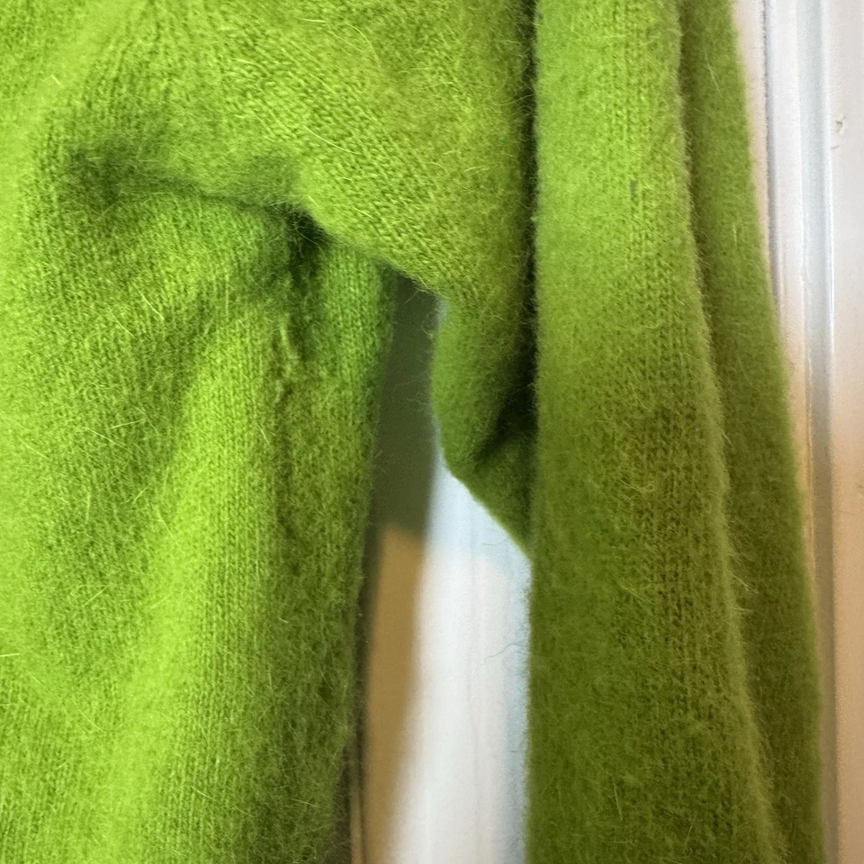 Cárdigan Carducci Vintage Lana Angora Verde Pequeño Abotonado Hecho en Italia Años 80 Foto 4 de 4