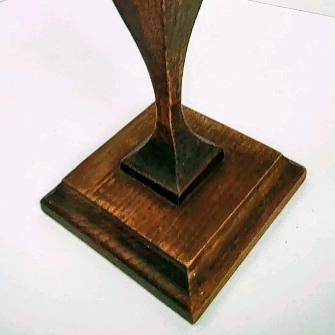 Rare Antique German Victorian Primitive Vanity Hand Mirror & Wooden Candle 1800s - Image 3 of 4