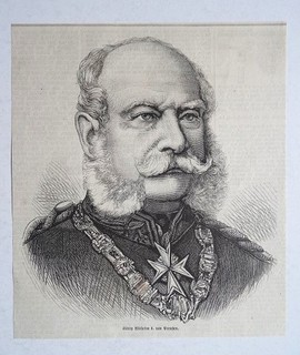 Portrait von König Wilhelm I. von Preußen. Holzstich von 1870