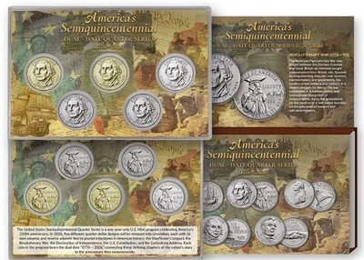 Semiquincentennial REVOLUTION 1776/2026 DUAL DATE 5 Quarter Set w/FREE CASE