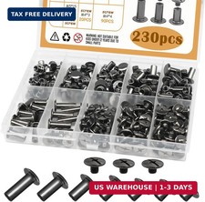 115Sets Chicago Screws Leather Rivets Assorted Kit M5 4, 5, 6, 8, 10, 12, 15 Gun