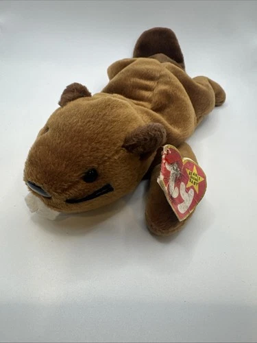 Vintage Retired 1995 New TY Beanie Baby BUCKY the Beaver (8.5 inch)