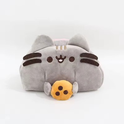 Pusheen Cat Pencil Case Makeup Pouch Plush Toy Holding Cookie Soft