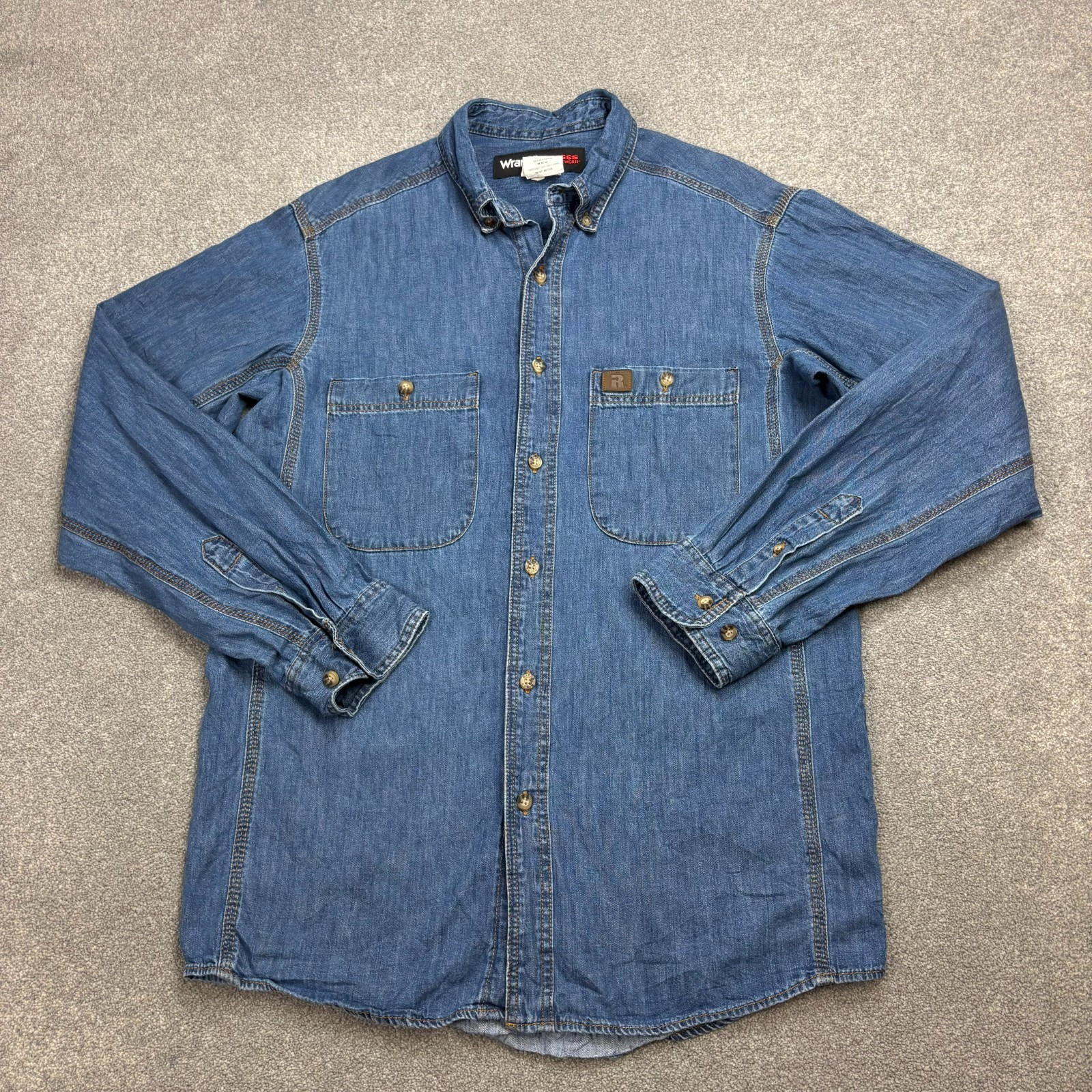 Wrangler Denim Camisa Adulto Medio Azul Ropa de Trabajo Vaquero Rodeo...
