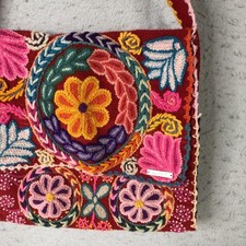 Alma Soul Crossbody Bag Womens Medium Red Wool Embroidered Floral Boho Peruvian
