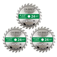 3 Pack 4-1/2-Inch 24T TCT Carbide Tipped Teeth Compact Circular Saw Blade with 3