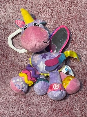 Playgro Unicorn Stuffed Animal carseat dangle toy rattle Purple Pink