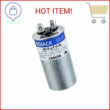BOJACK 45+5uF 45/5MFD ±6% 370V CBB65 Dual Run Circular Start Capacitor for AC Mo