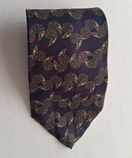 Vintage Hanover Square Silk Navy Paisley Green Burgundy Red Gold Necktie Tie