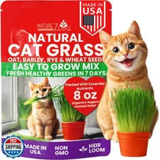 NatureZ Edge Premium Cat Grass Seeds for Indoor Cats, Non GMO - 1/2 lb Oat, W